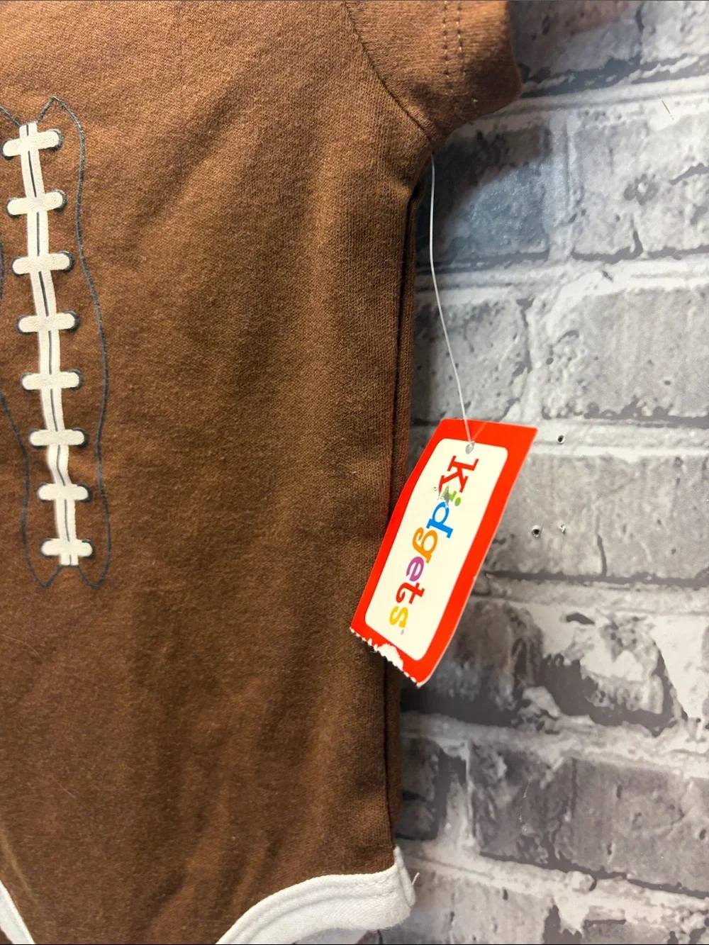 NWT Kidgets Brown and White Football Applique One-Piece